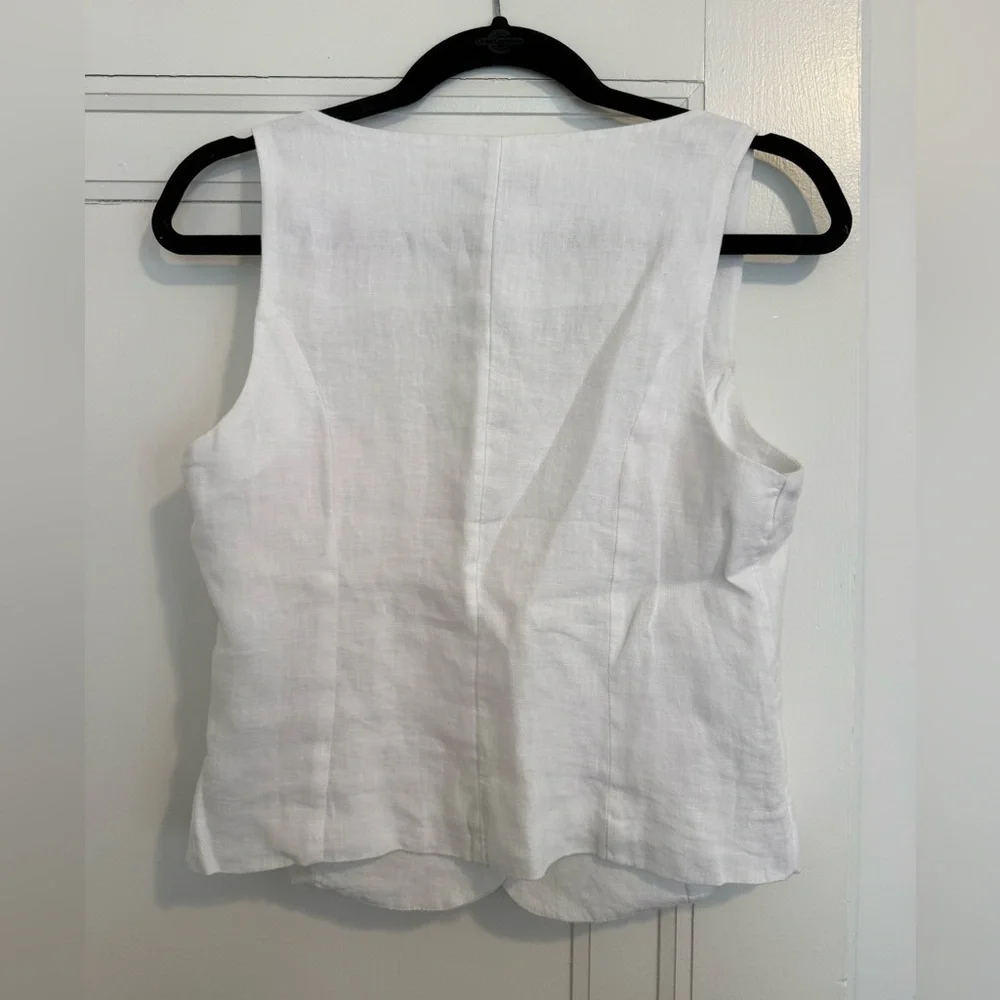J.Crew White Linen Button Tank Top Blouse - Picture 5 of 5